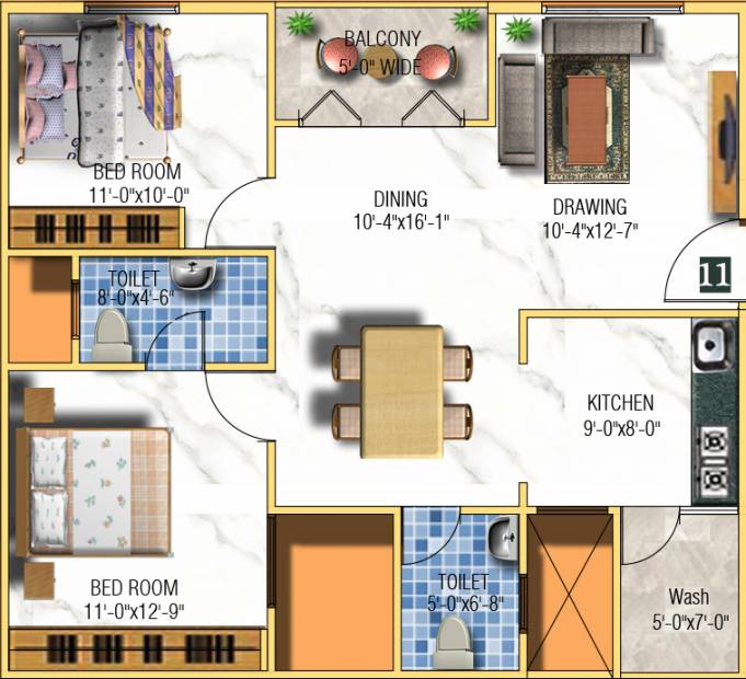 Sowbagya Sai Sowbagya (2BHK+2T (1,055 sq ft) 1055 sq ft)