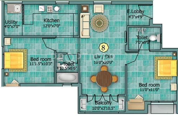 Marutham Marutham Gateway (2BHK+2T (1,016 sq ft) 1016 sq ft)