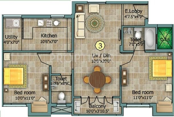 Marutham Marutham Gateway (2BHK+2T (1,106 sq ft) 1106 sq ft)