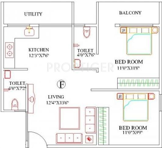 Aryan Build Estates Pvt Ltd Moon Stone (2BHK+2T (890 sq ft) 890 sq ft)
