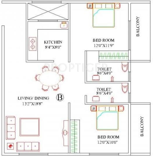 Aryan Build Estates Pvt Ltd Moon Stone (2BHK+2T (1,130 sq ft) 1130 sq ft)