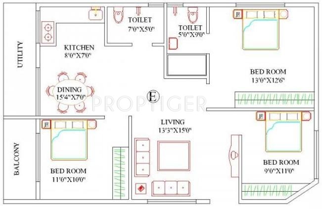 Aryan Build Estates Pvt Ltd Moon Stone (3BHK+2T (1,176 sq ft) 1176 sq ft)