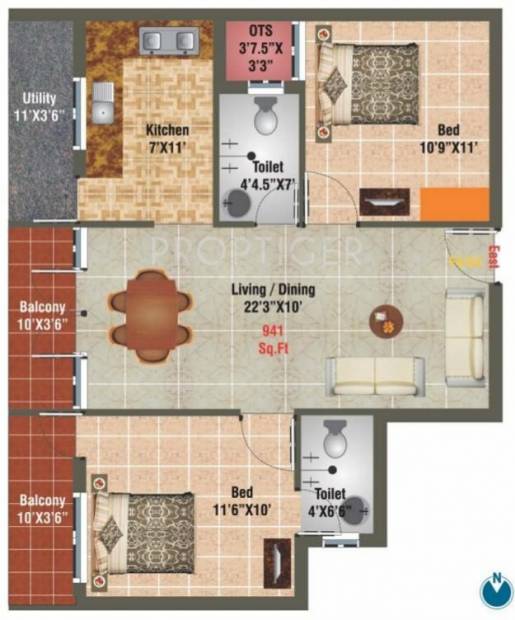 Harini Aishwaryam (2BHK+2T (943 sq ft) 943 sq ft)