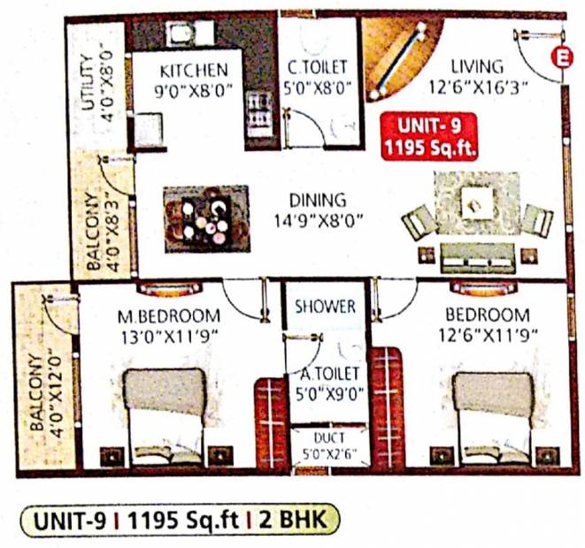 MRB Meadows (2BHK+2T (1,195 sq ft) 1195 sq ft)