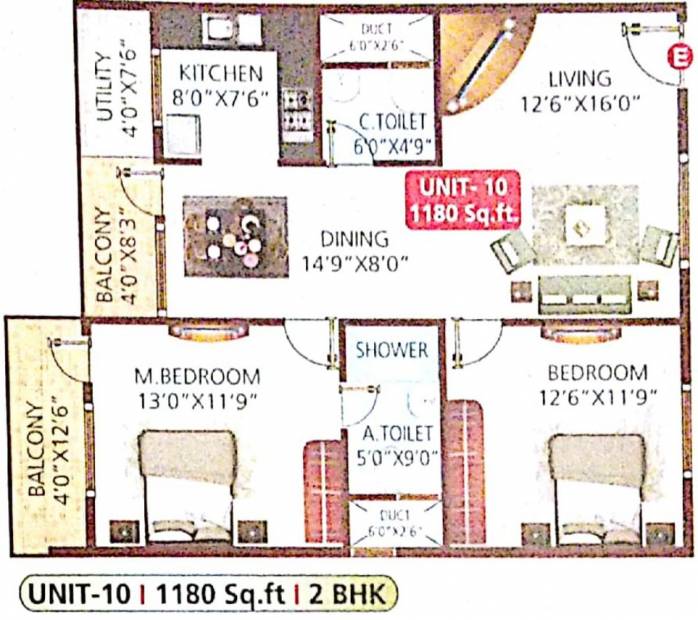 MRB Meadows (2BHK+2T (1,180 sq ft) 1180 sq ft)