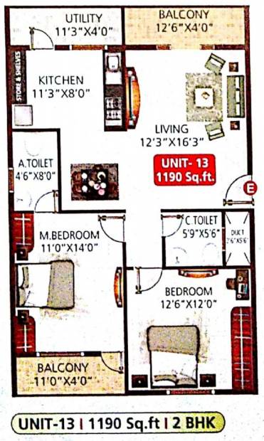 MRB Meadows (2BHK+2T (1,190 sq ft) 1190 sq ft)
