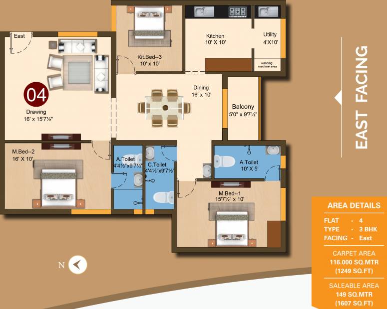 Sree Daksha Avalipta (3BHK+3T (1,607 sq ft) 1607 sq ft)