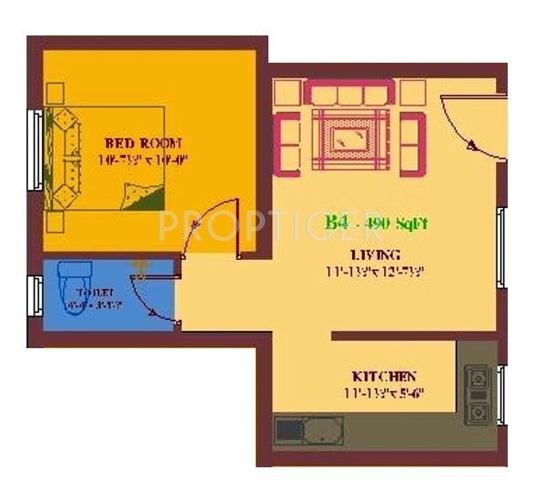 UA Arunachalam (1BHK+1T (490 sq ft) 490 sq ft)