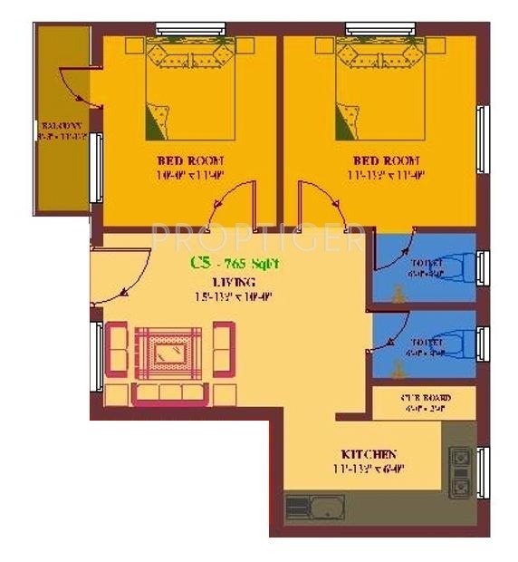 UA Arunachalam (2BHK+2T (765 sq ft) 765 sq ft)