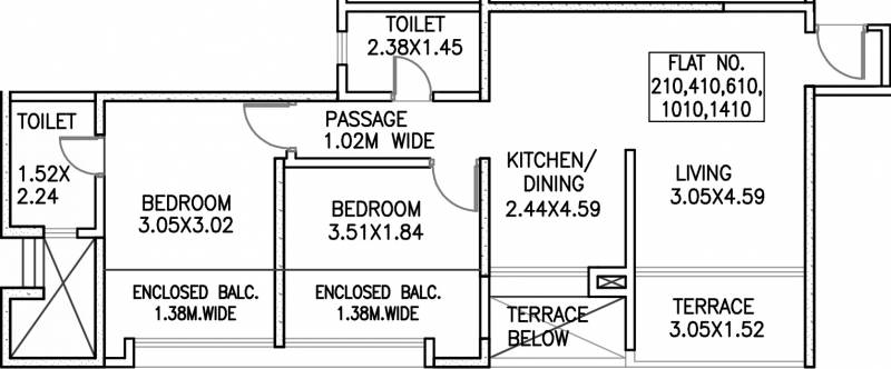 Kumar Pebble Park Anand 3 A1 Core3 (2BHK+2T (601.59 sq ft) 601.59 sq ft)