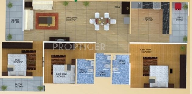 Neo Heights Aster (3BHK+3T (1,618 sq ft) 1618 sq ft)