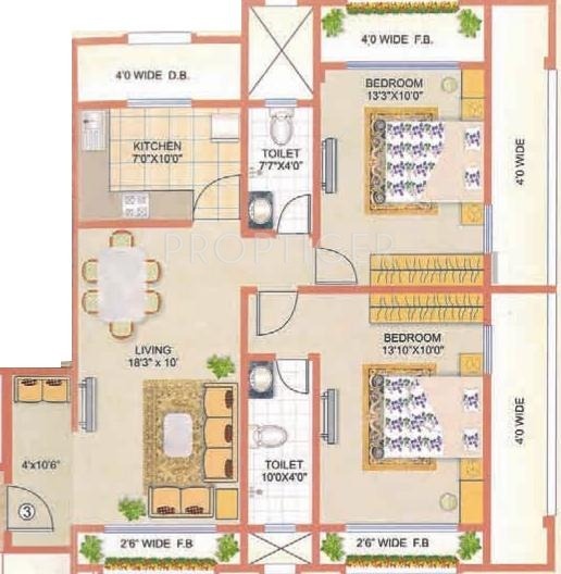 Rachanaa Kunal Floor Plan (2BHK+2T)