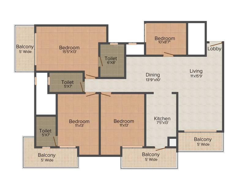 Mahagun Moderne (4BHK+3T (1520 sq ft) 1520 sq ft)