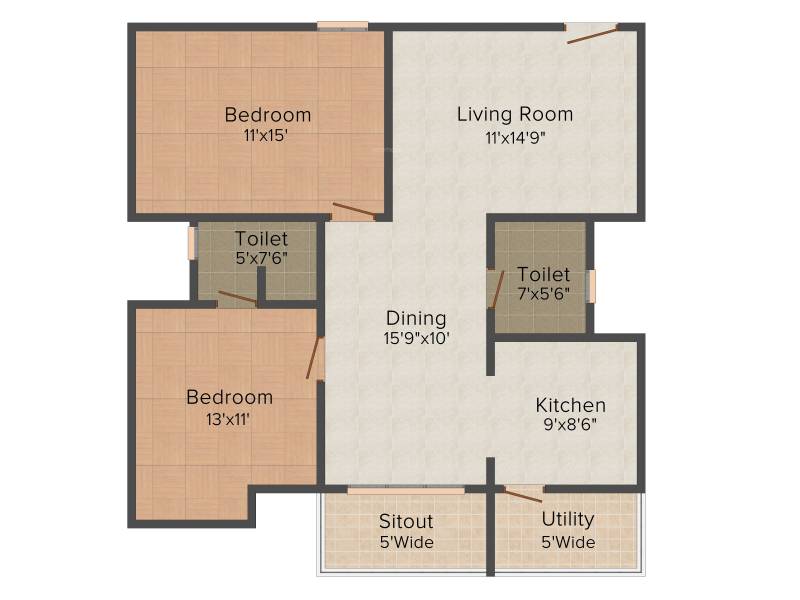 Lotus Petals (2BHK+2T (1200 sq ft) 1200 sq ft)