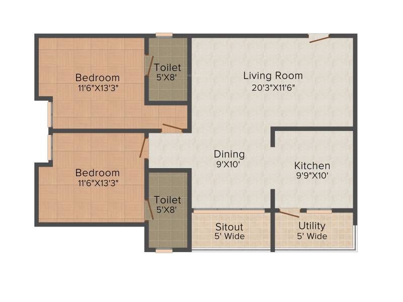 Lotus Petals (2BHK+2T (1315 sq ft) 1315 sq ft)