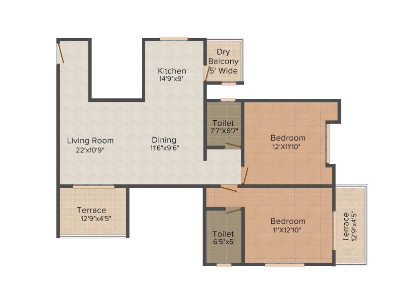 Teerth Towers (2BHK+2T (1094 sq ft) 1141 sq ft)