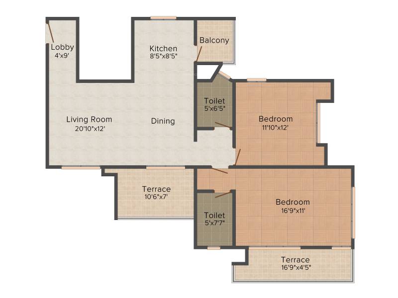 Teerth Towers (2BHK+2T (1094 sq ft) 1153 sq ft)