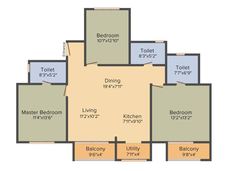 Esteem Emblem (3BHK+3T (1540 sq ft) 1540 sq ft)