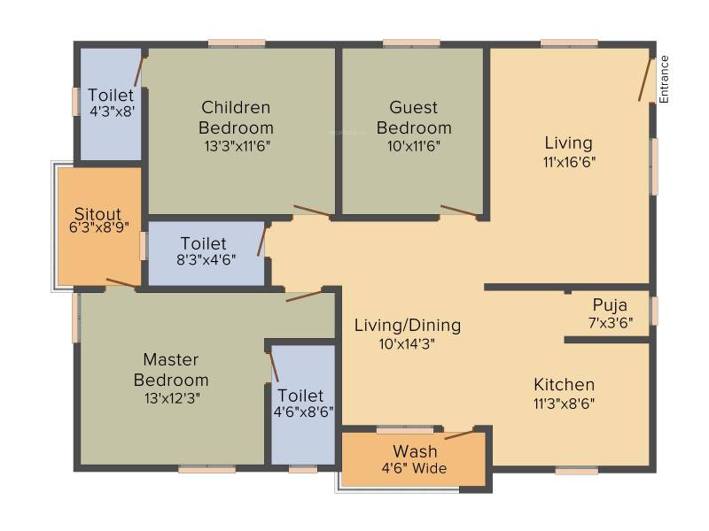 AR The Nest (3BHK (1615 sq ft) 1615 sq ft)
