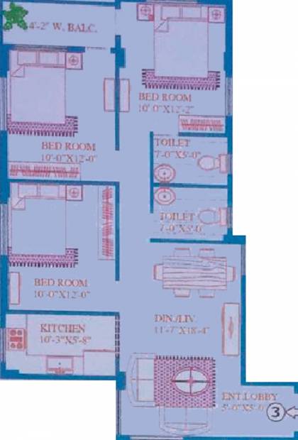 Master Satyaraj Tower (3BHK+2T (1,101 sq ft) 1101 sq ft)
