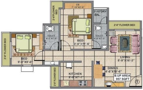 Shree Shree Vrushti (1BHK+2T (927 sq ft) 927 sq ft)