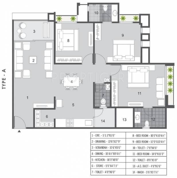 Rushabhdev Sharan Sapphire (3BHK+3T (1,773 sq ft) 1773 sq ft)