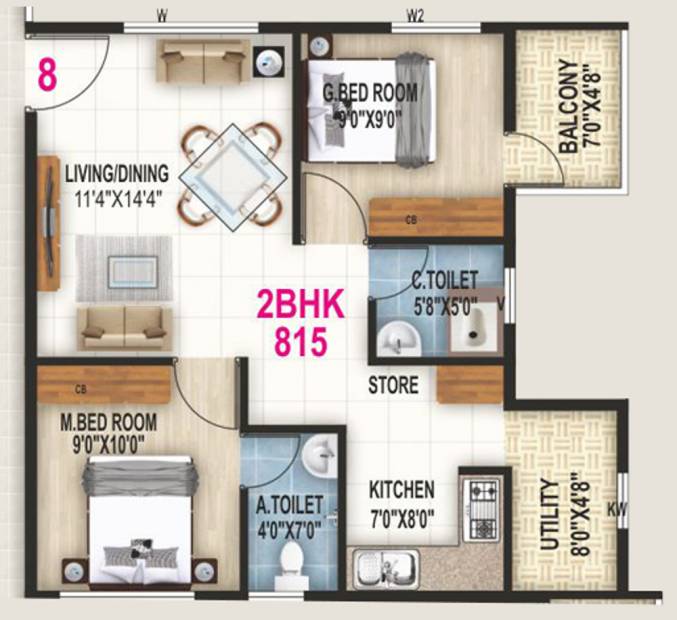 Vaastu Tranquil (2BHK+2T (815 sq ft) 815 sq ft)