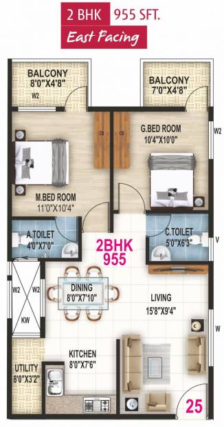 Vaastu Tranquil (2BHK+2T (955 sq ft) 955 sq ft)