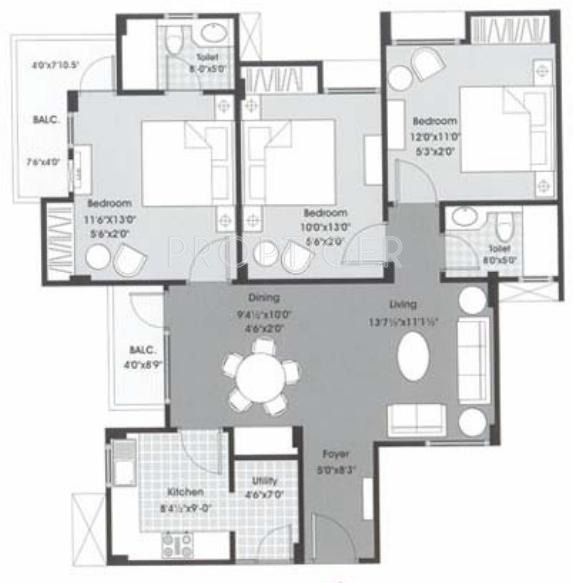 Mahima Mahima Iris (3BHK+4T (1,137 sq ft) 1137 sq ft)