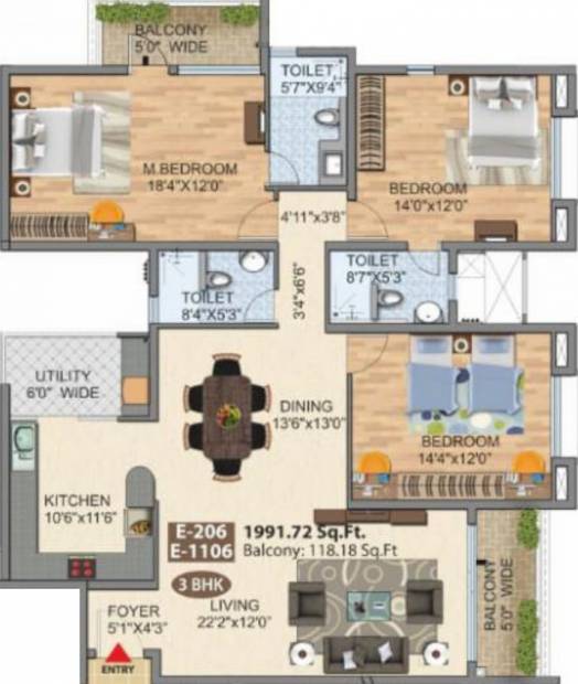 Maangalya Prosper Signature Block (3BHK+3T (1,991.72 sq ft) 1991.72 sq ft)