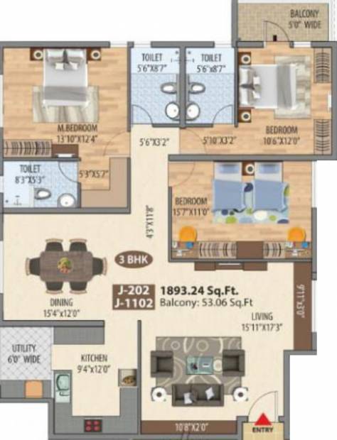 Maangalya Prosper Signature Block (3BHK+3T (1,893.24 sq ft) 1893.24 sq ft)