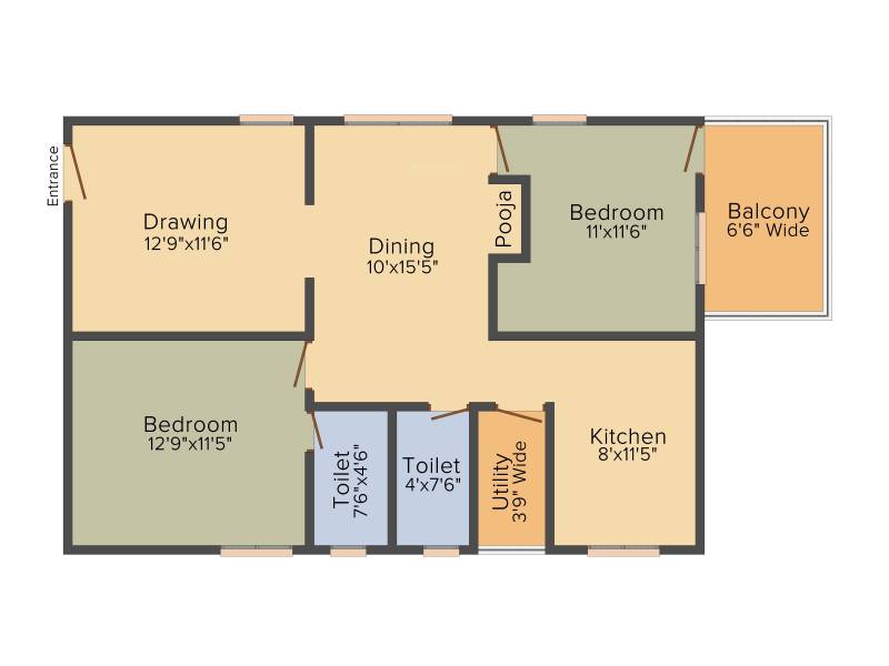 Sukhii 9 (2BHK+2T (1,200 sq ft) 1200 sq ft)