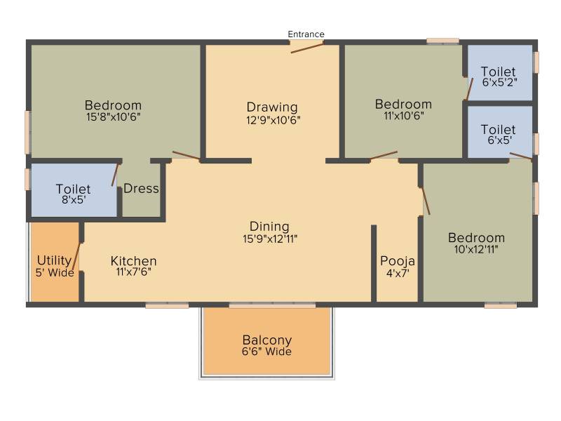 Sukhii 9 (3BHK+3T (1,615 sq ft) 1615 sq ft)
