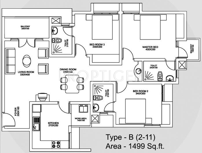 Skyline Primrose (3BHK+3T (1,499 sq ft) 1499 sq ft)