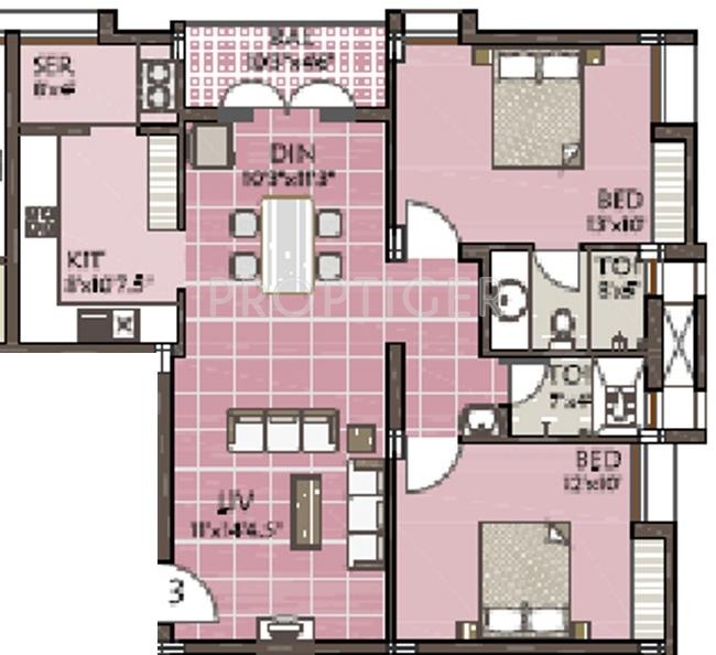 VGN Minerva (2BHK+2T (1,117 sq ft) 1117 sq ft)