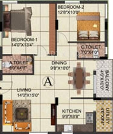 SVR Agasthya (2BHK+2T (1,251 sq ft) 1251 sq ft)