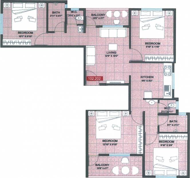 Pathan Classic (4BHK+2T (1,248 sq ft) 1248 sq ft)