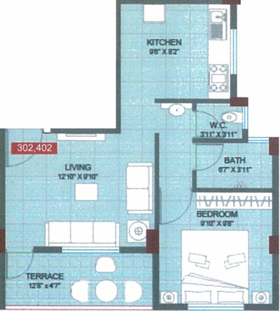 Pathan Classic (1BHK+1T (608 sq ft) 608 sq ft)