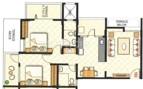 Parshwa Vaayu (2BHK+2T (950 sq ft) 950 sq ft)