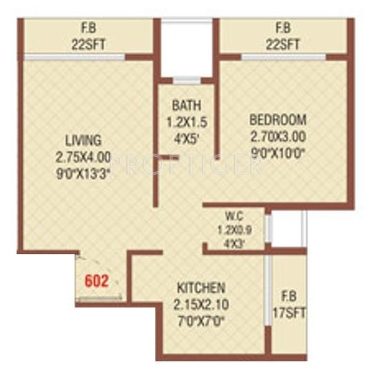 Shreeji Constructions Shreeji Solitaire Floor Plan (1BHK+1T)