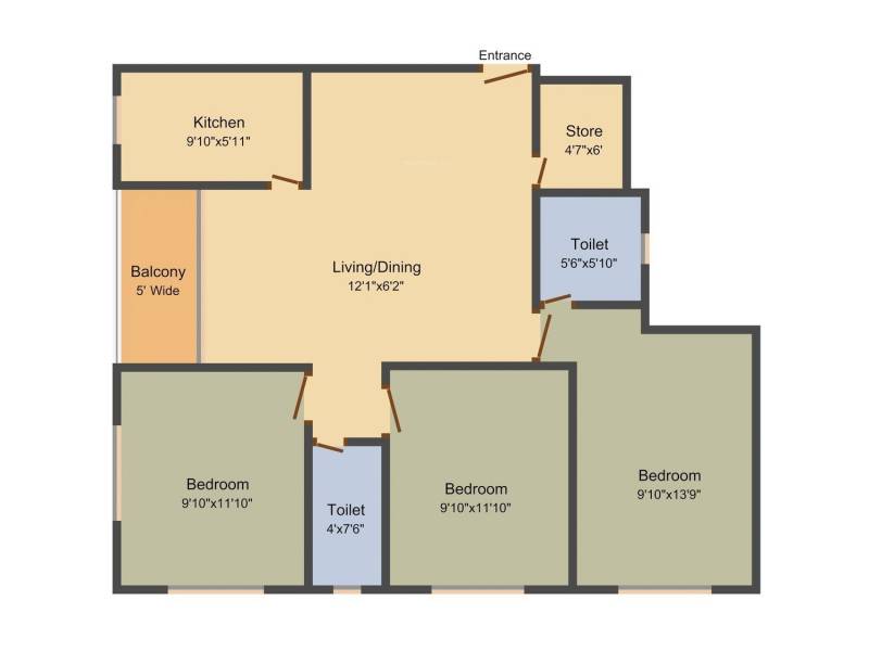 Ganges Puja Ganges (3BHK (1165 sq ft) 1165 sq ft)