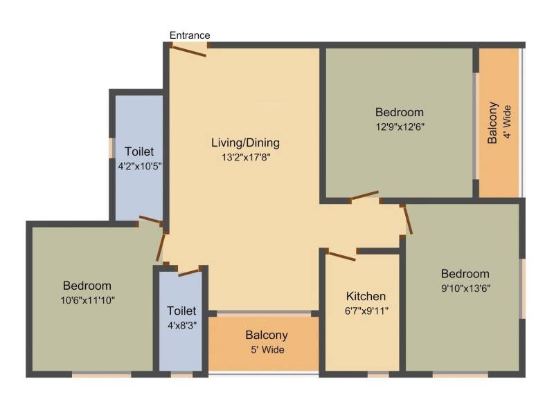 Ganges Puja Ganges (3BHK (1310 sq ft) 1310 sq ft)