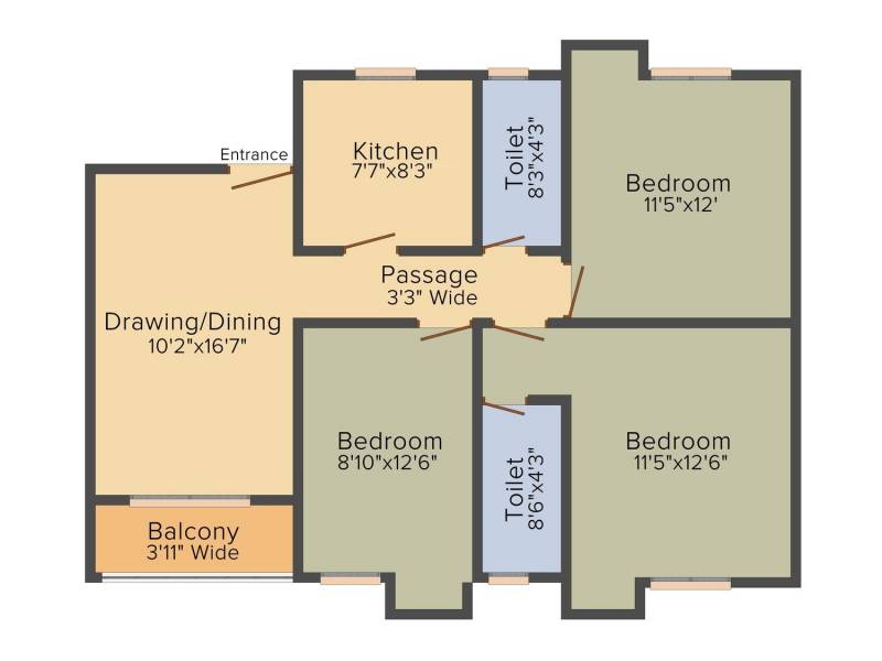 BCT Sonar Sansar (3BHK+3T (1,222 sq ft) 1222 sq ft)