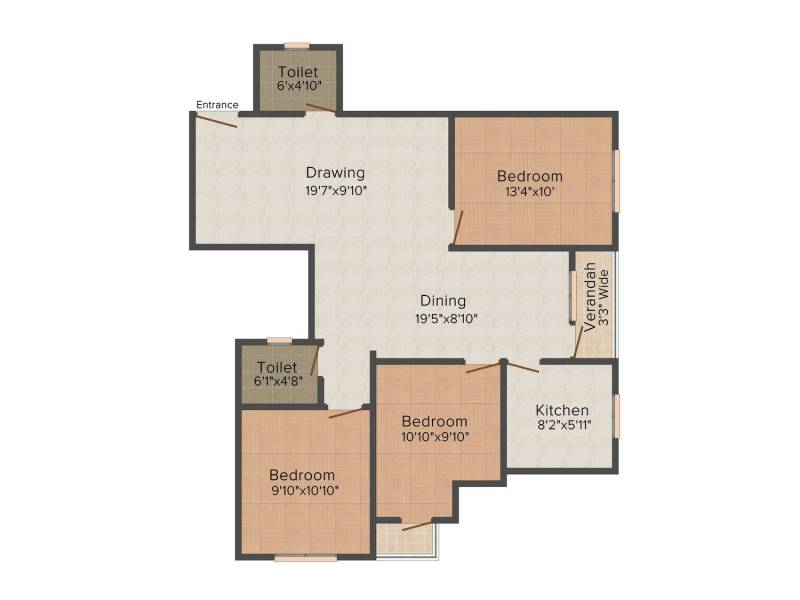 Rajwada Nirvana (3BHK+2T (1310 sq ft) 1310 sq ft)