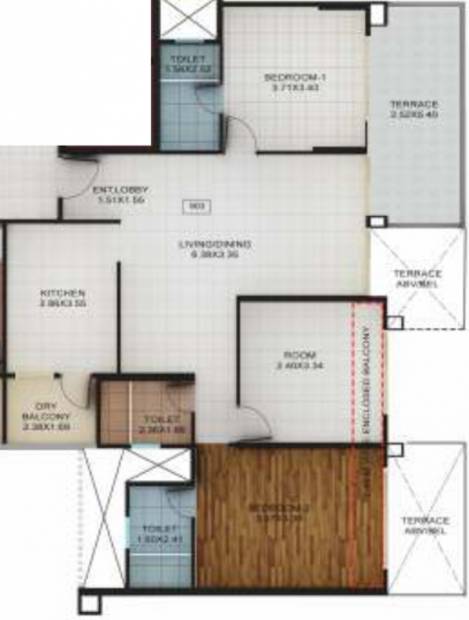 Kolte Patil Tuscan Parkland (3BHK+3T (959.93 sq ft) 959.93 sq ft)