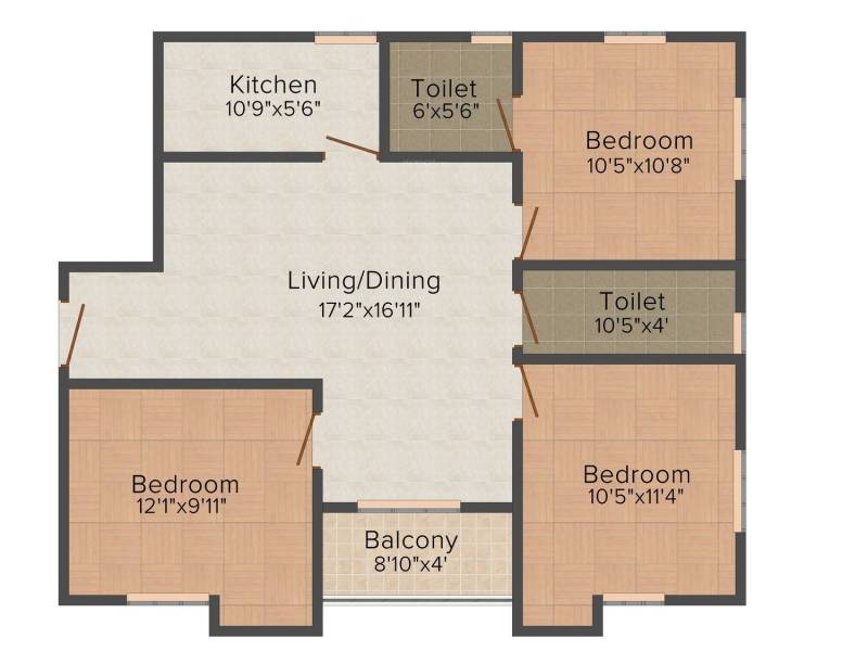 RBN Spring Nest (3BHK+2T (1240 sq ft) 1240 sq ft)