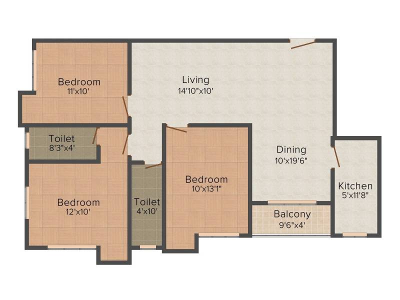 RBN Spring Nest (3BHK+2T (1404 sq ft) 1404 sq ft)