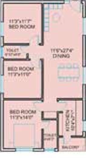 SYR Shiva Sai Residency (2BHK+2T (1,094 sq ft) 1094 sq ft)