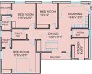 SYR Shiva Sai Residency (3BHK+3T (1,492 sq ft) 1492 sq ft)