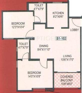 Purple Rhythm (2BHK+2T (1,018 sq ft) 1018 sq ft)
